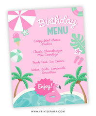 Pink Pool Party Menu