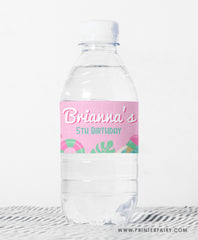 Pink Pool Party Water Bottle Label