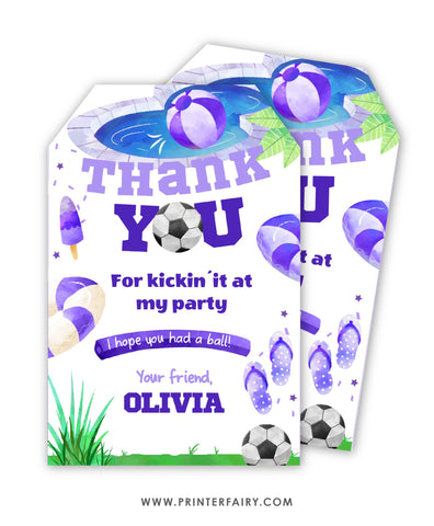 Soccer Pool Birthday Party Thank You Tags