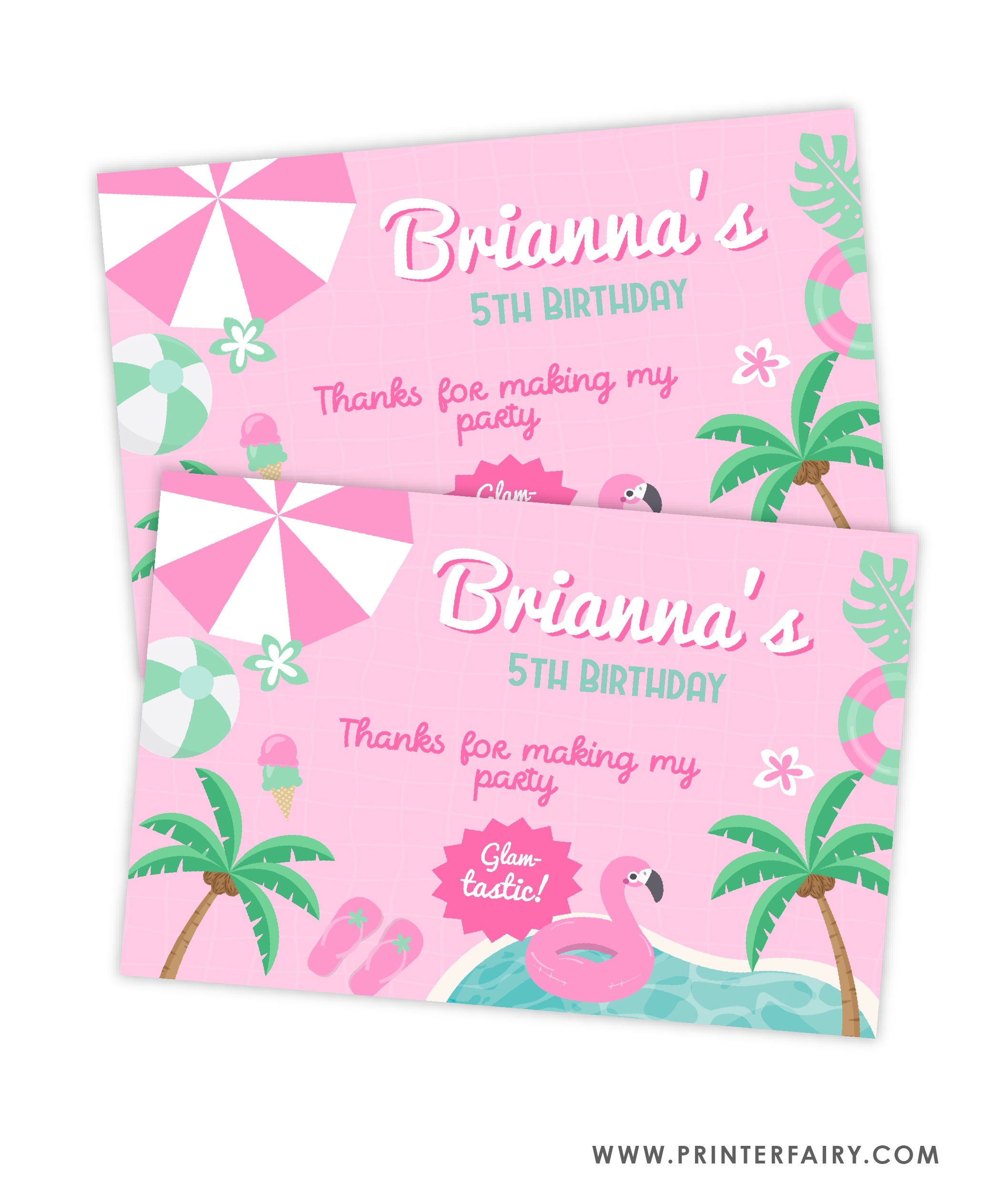 Pink Pool Party Gable Box Label