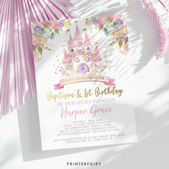 Princess Castle Baptism & Birthday Invitation