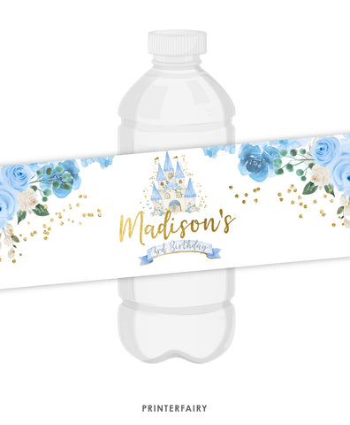 Blue Princess Water Bottle Label