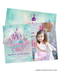 Princess Castle Second Birthday Invitation with Photo