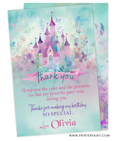 Princess Castle Birthday Thank You Card