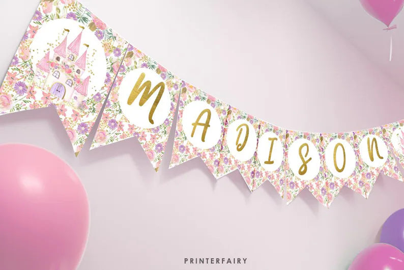 Princess Castle Happy Birthday Banner