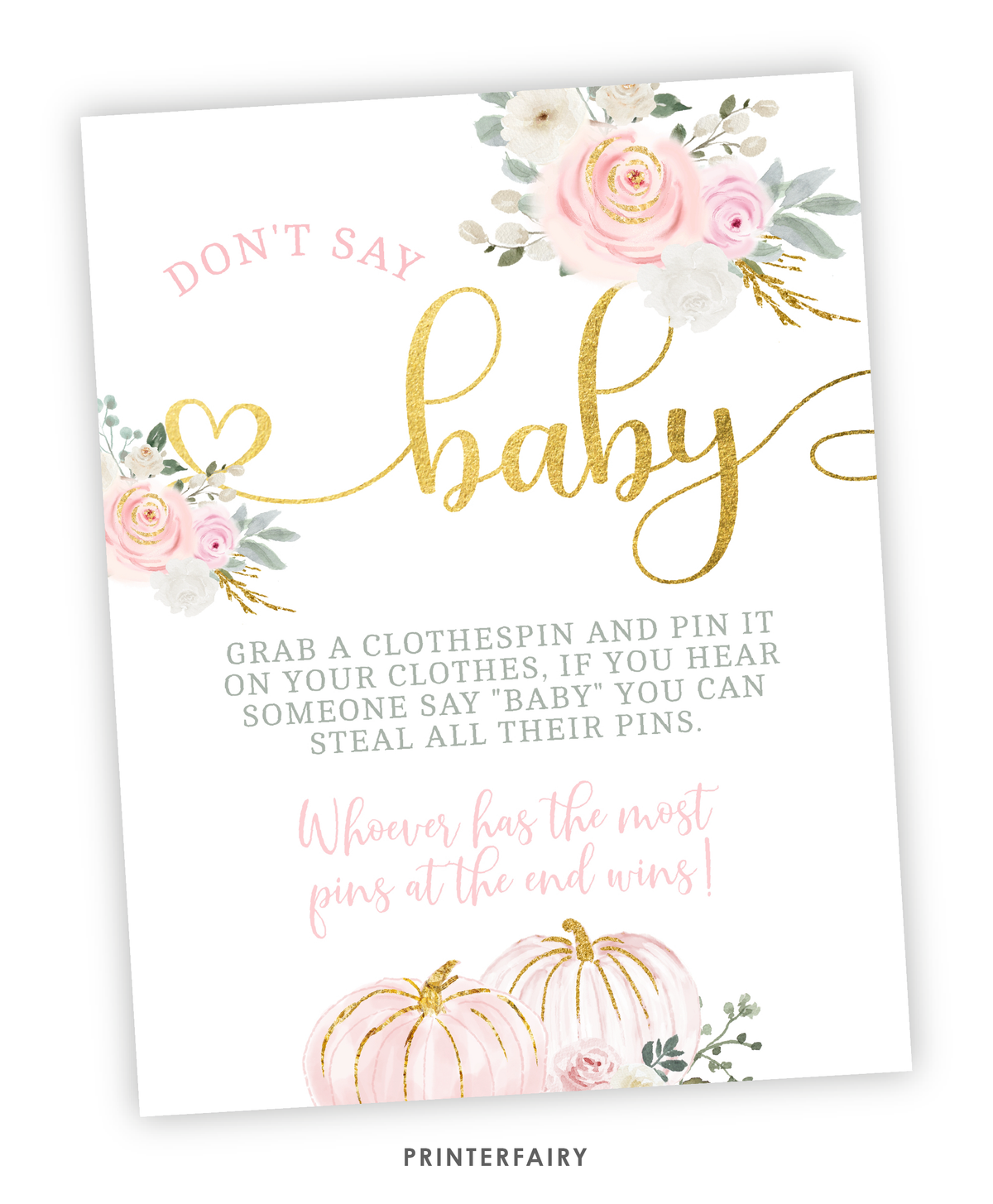 Pumpkin "Don't Say Baby" Sign