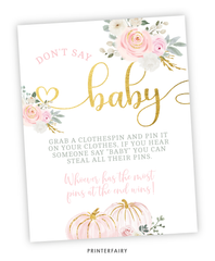 Pumpkin "Don't Say Baby" Sign