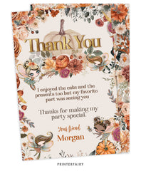 Pumpkin Fairies Party Thank You Card