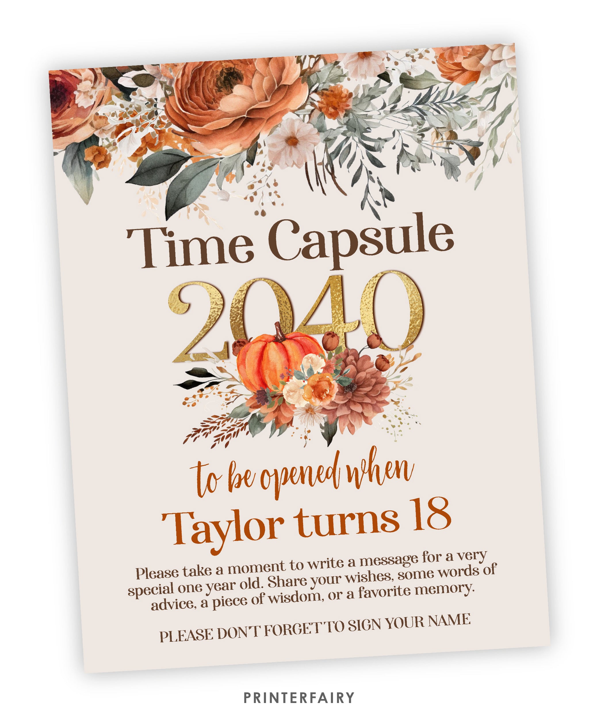 Floral Pumpkin Time Capsule