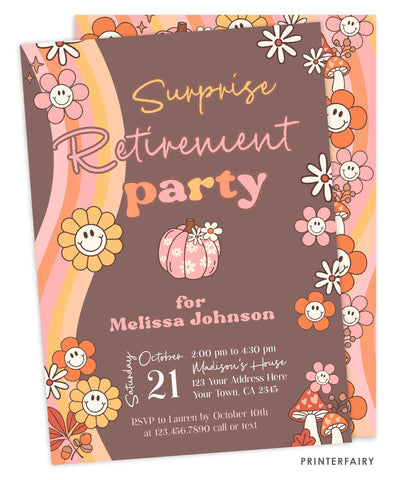 Groovy Pumpkin Retirement Party Invitation