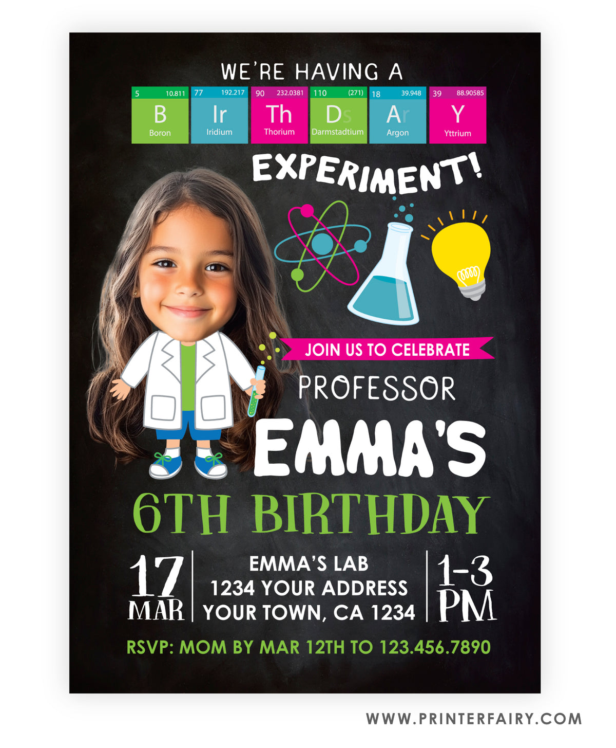 Science Birthday Invitation