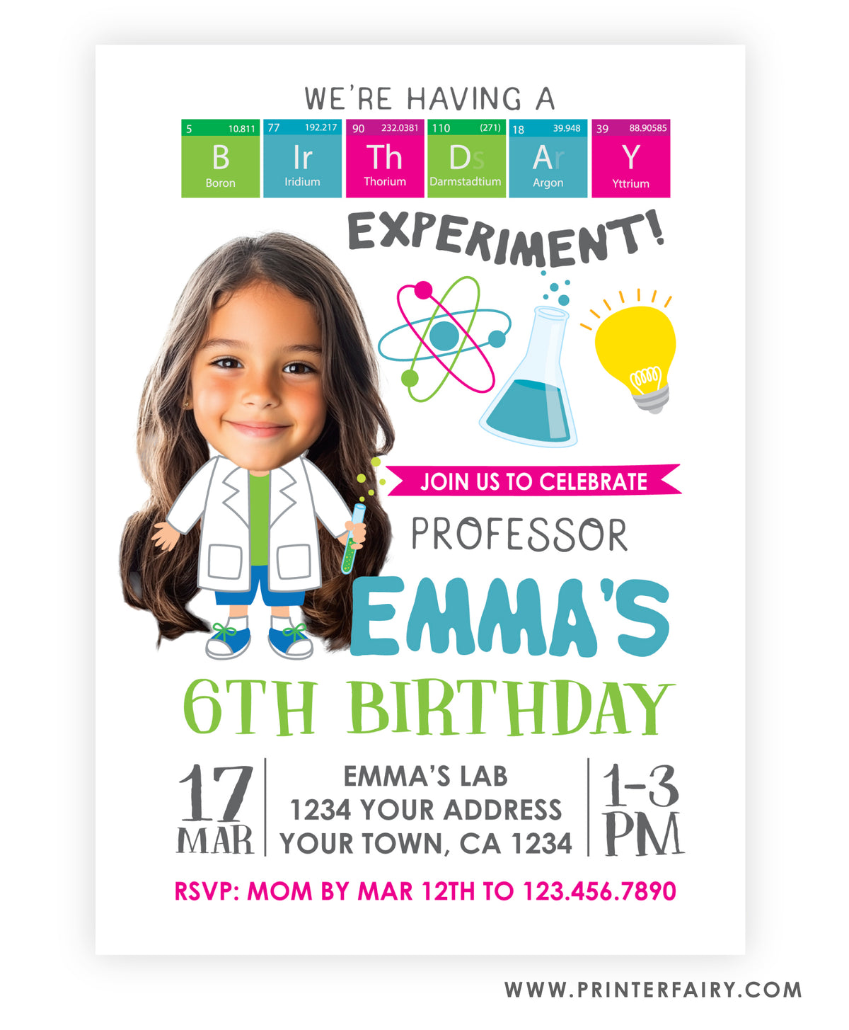 Science Birthday Invitation