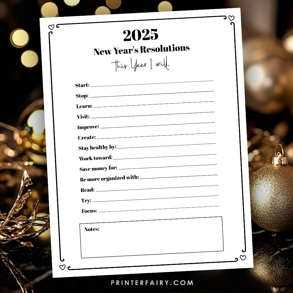 2025 New Year Resolutions Template