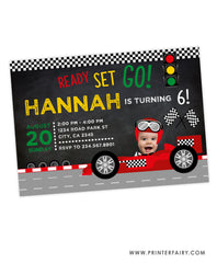 Racing Car Birthday Invitation With Photo