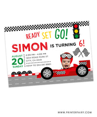 Racing Car Birthday Invitation With Photo