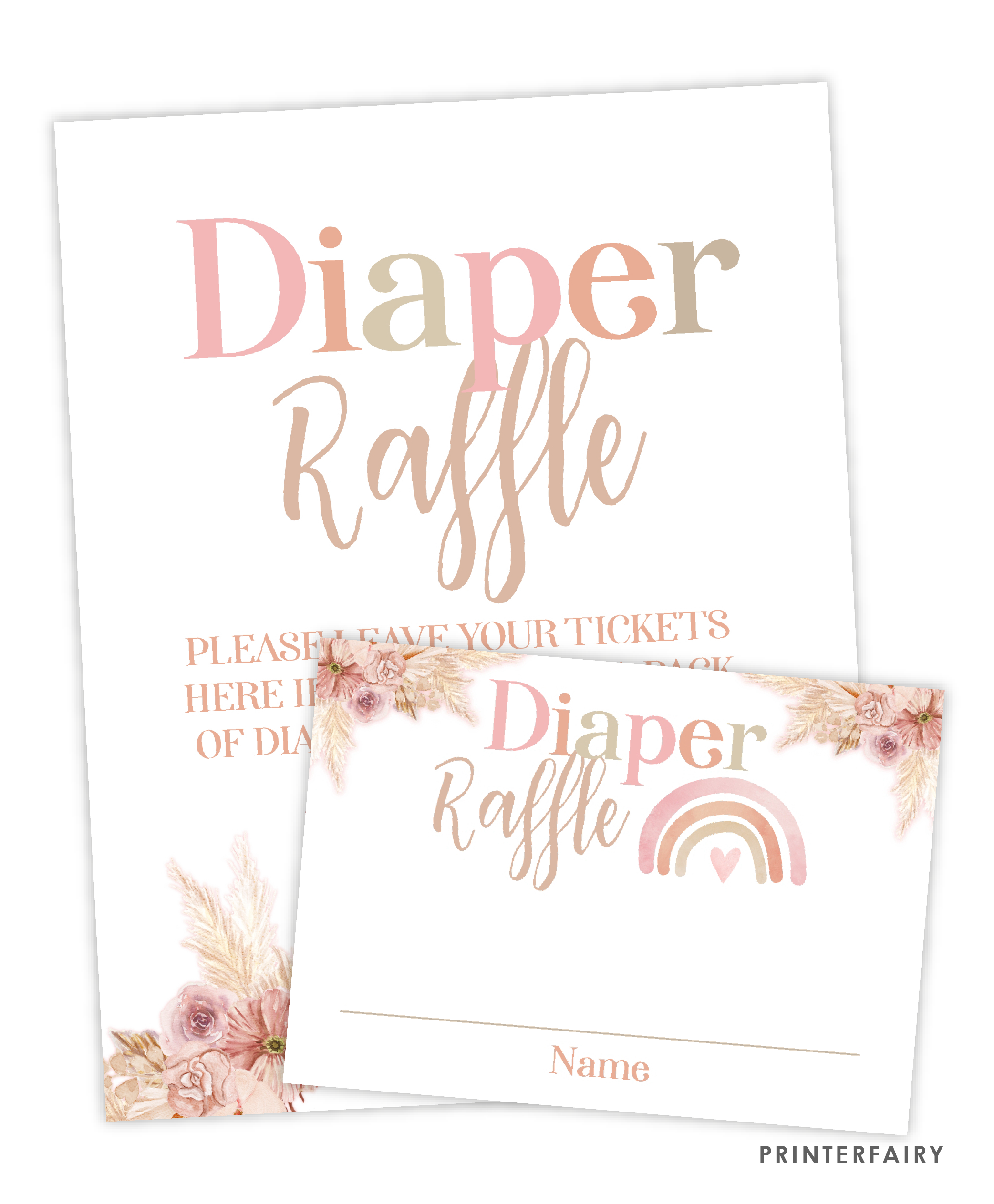 Rainbow Rafflle Examples Boho Rainbow Diaper Raffle | PrinterFairy