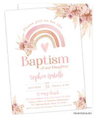 Boho Rainbow Baptism Invitation