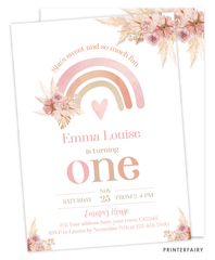 Boho Rainbow 1st Birthday Invitation