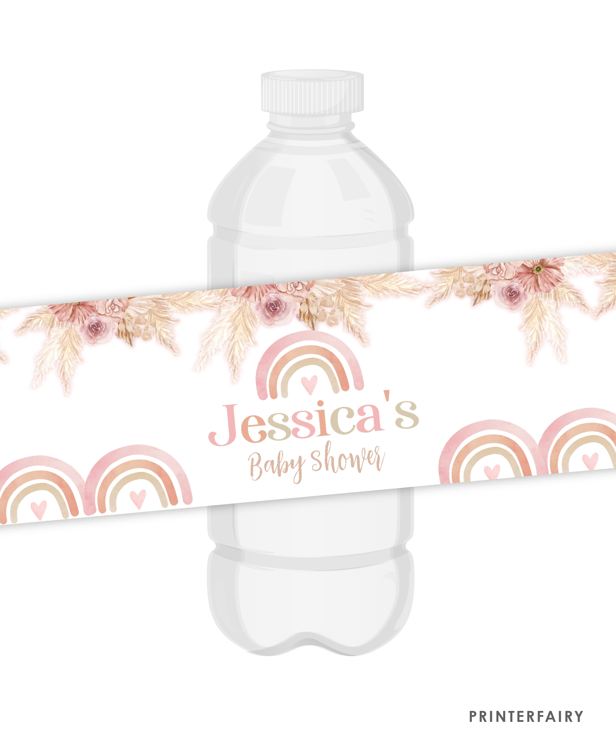 Rainbow Birthday Water Bottle Labels