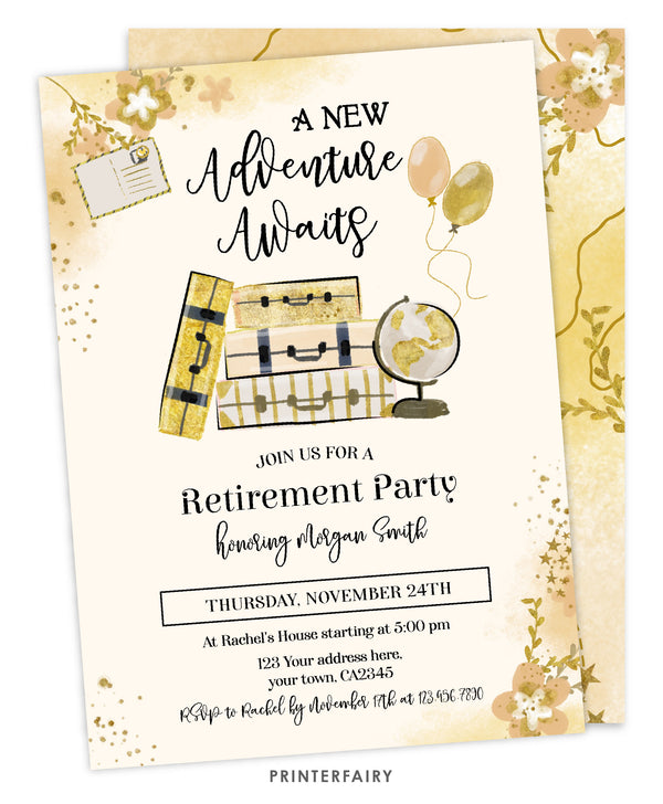 "A New Adventure Awaits" Retirement Party Invitation