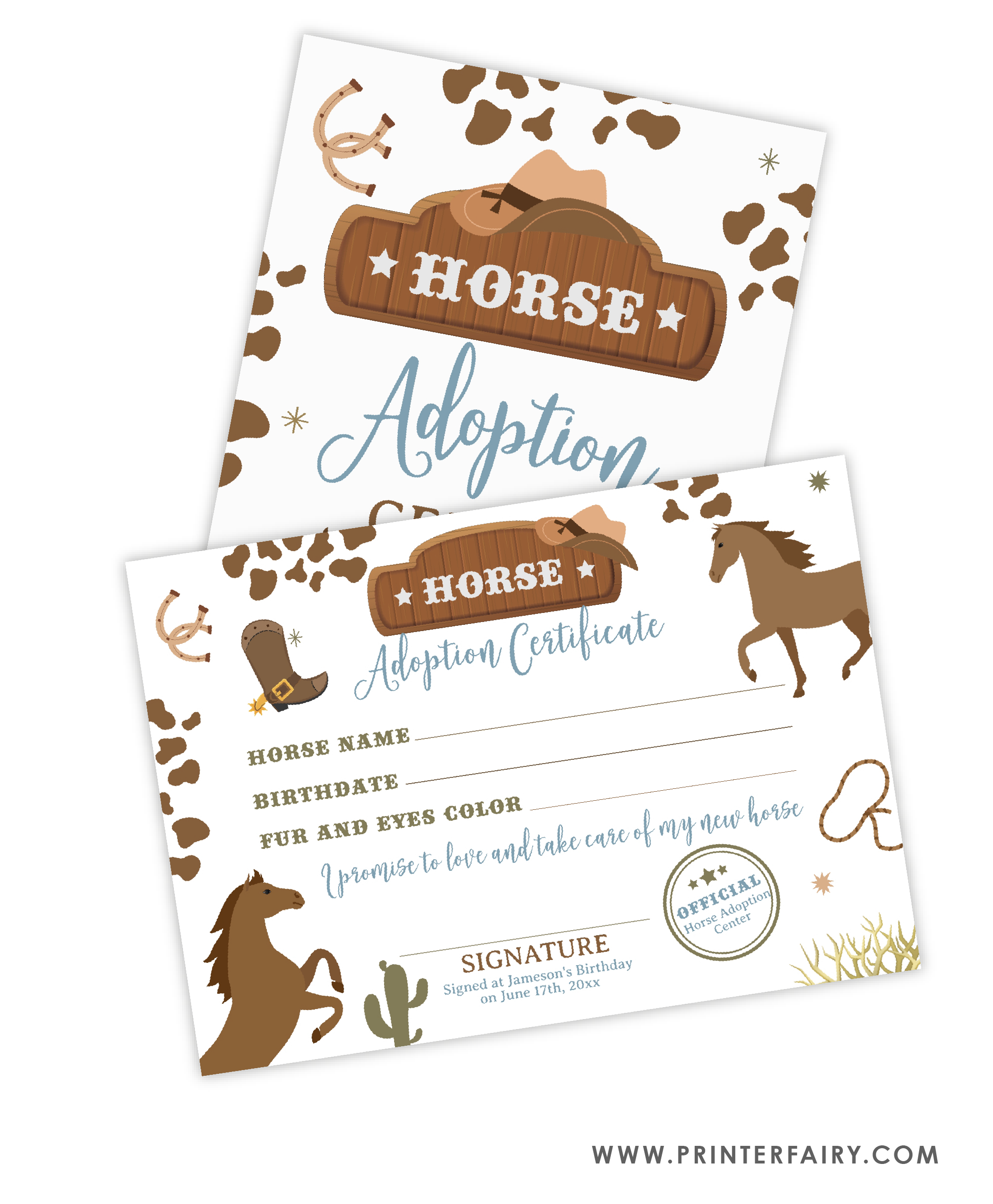 Rodeo Adoption Sign & Certificate