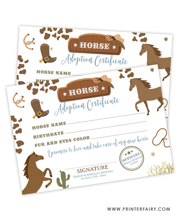 Rodeo Adoption Sign & Certificate