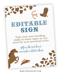 Rodeo Birthday Editable Sign