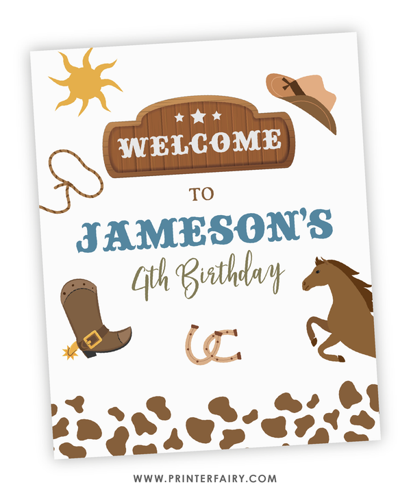 Rodeo Birthday Welcome Sign