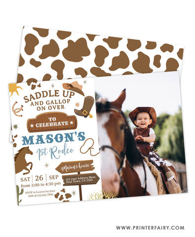Rodeo First Birthday Invitation with Photo