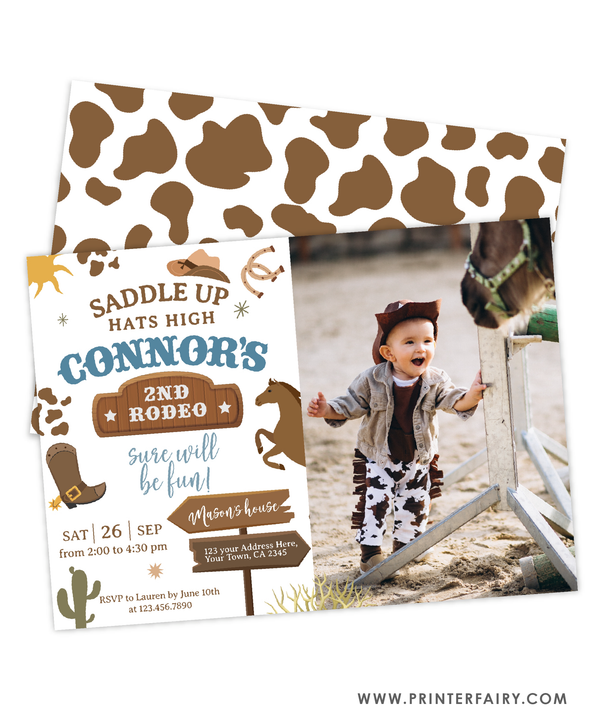 Rodeo Second Birthday Invitation with Photo