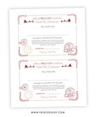 Nice List Certificate from Santa Claus Editable Template