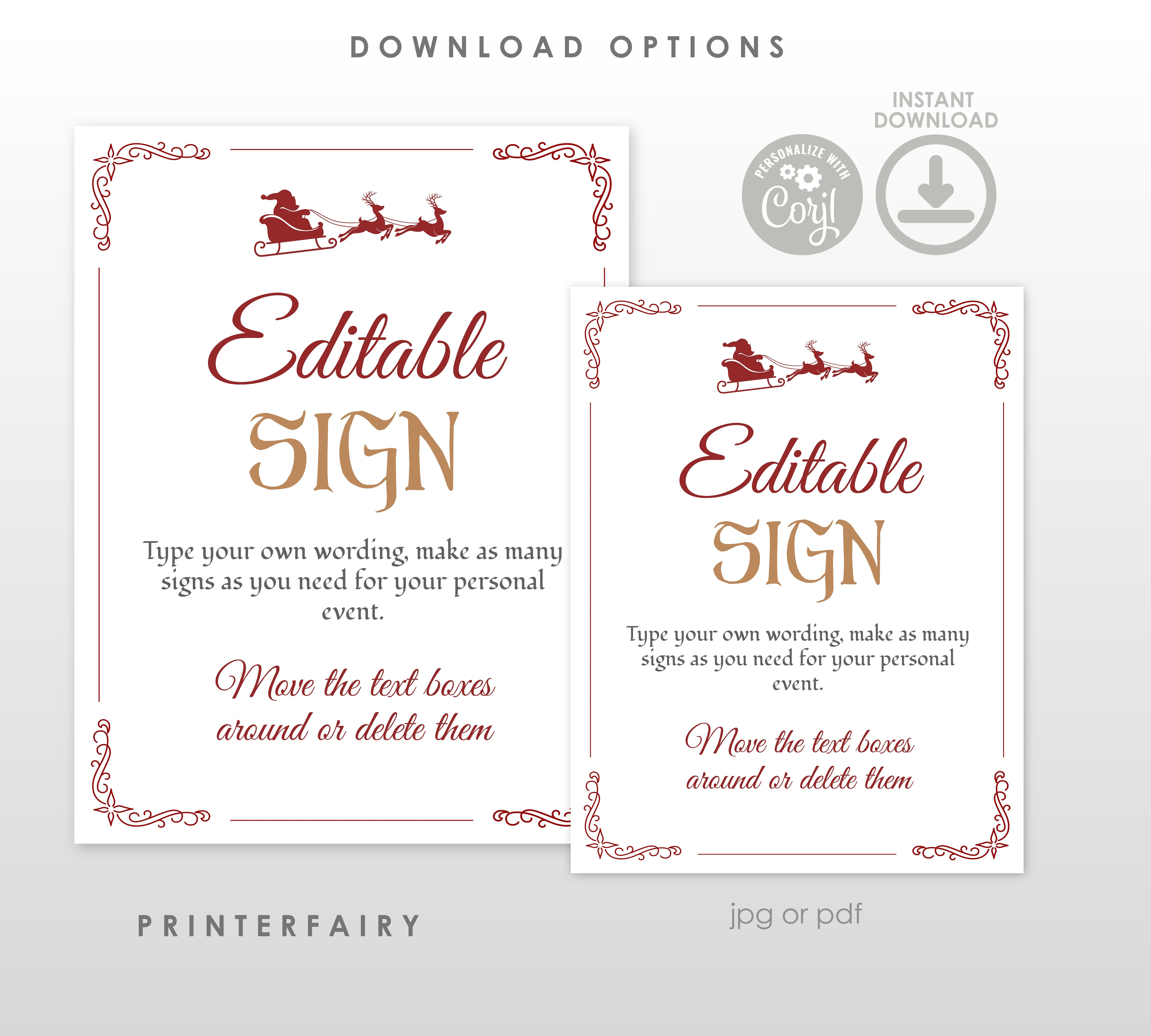 Santa Claus Editable Sign