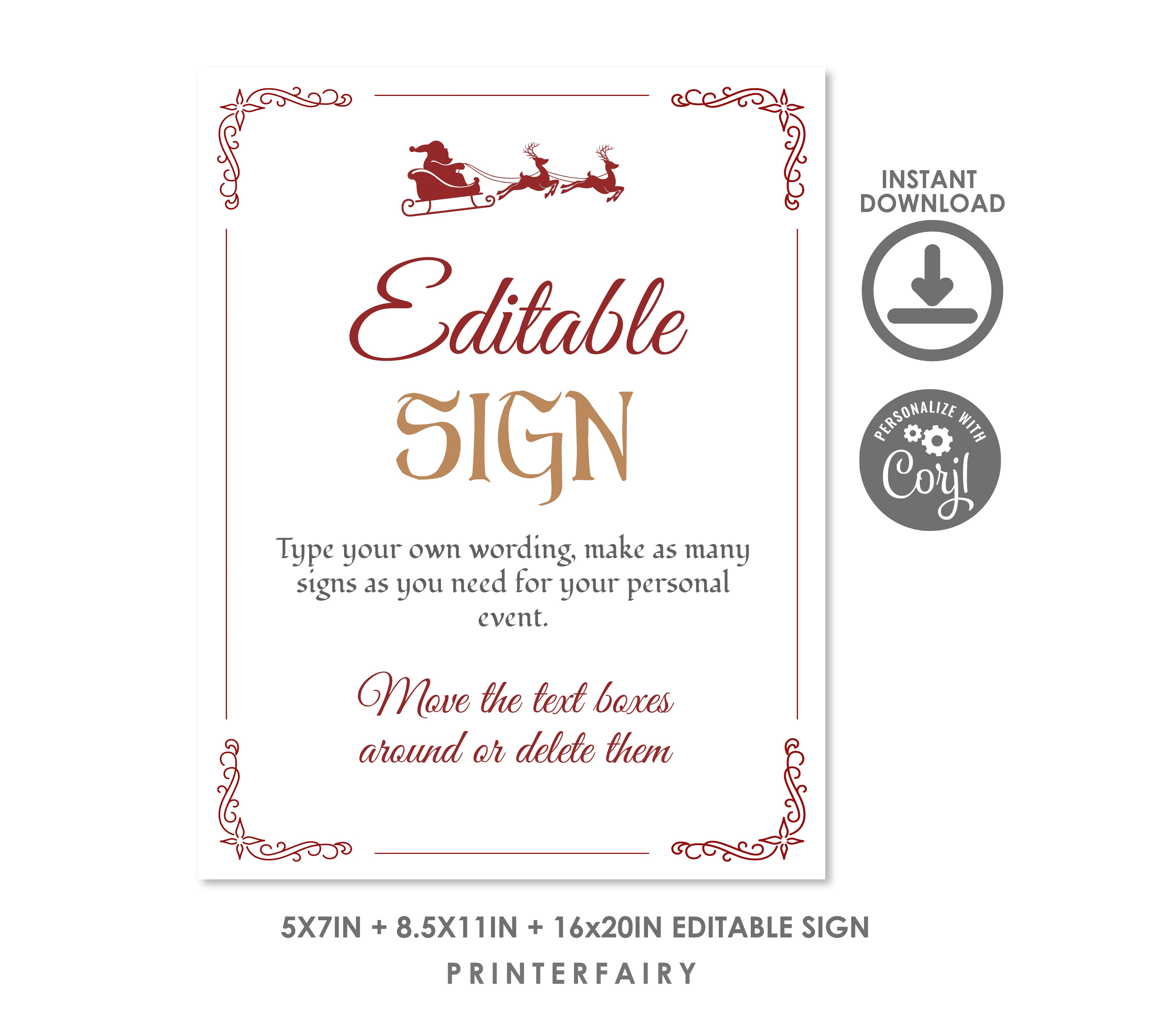 Santa Claus Editable Sign