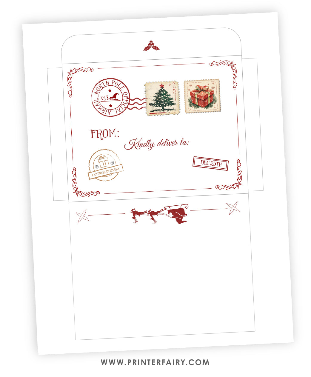 Christmas Envelope Editable Template