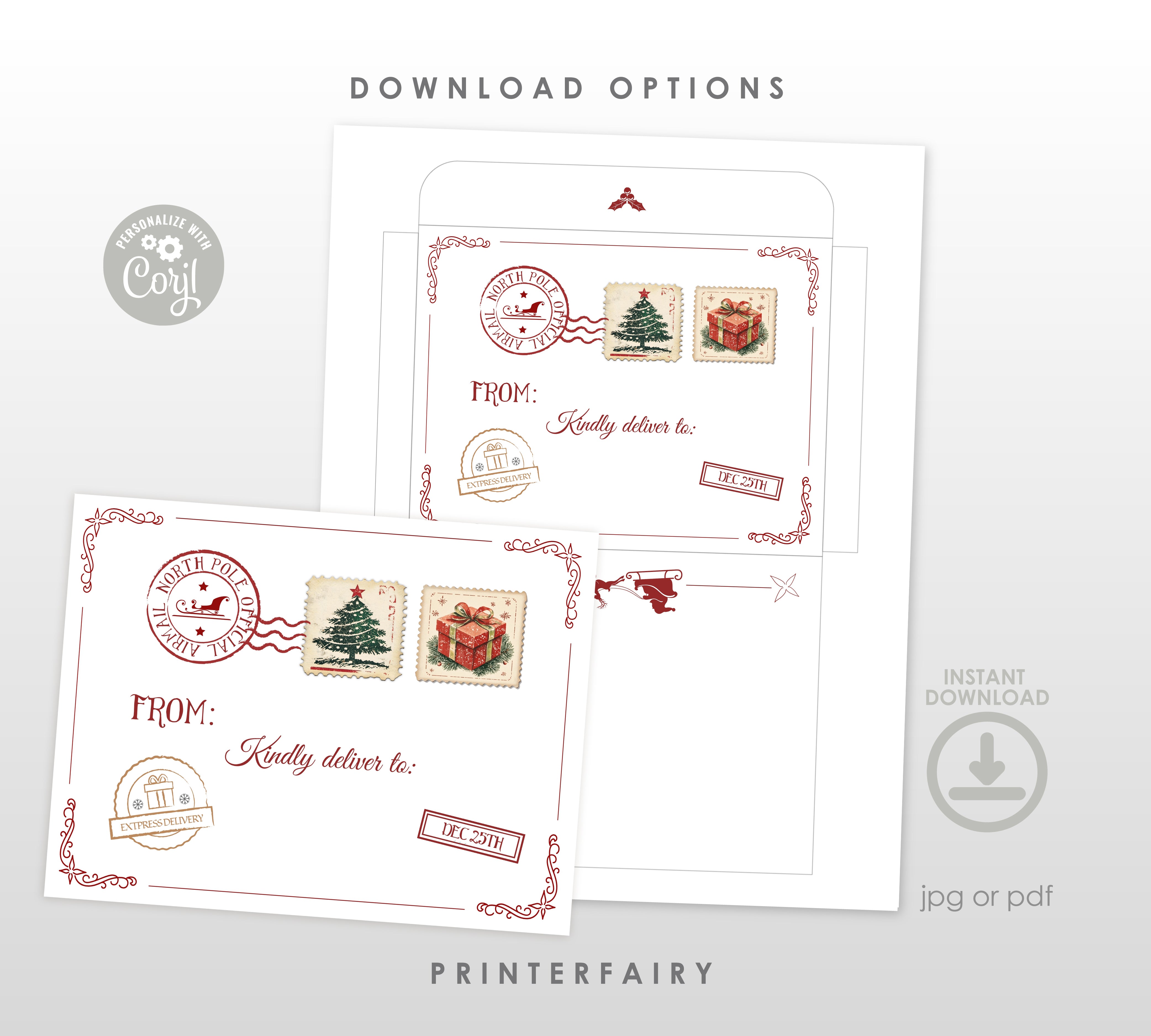 Christmas Envelope Editable Template