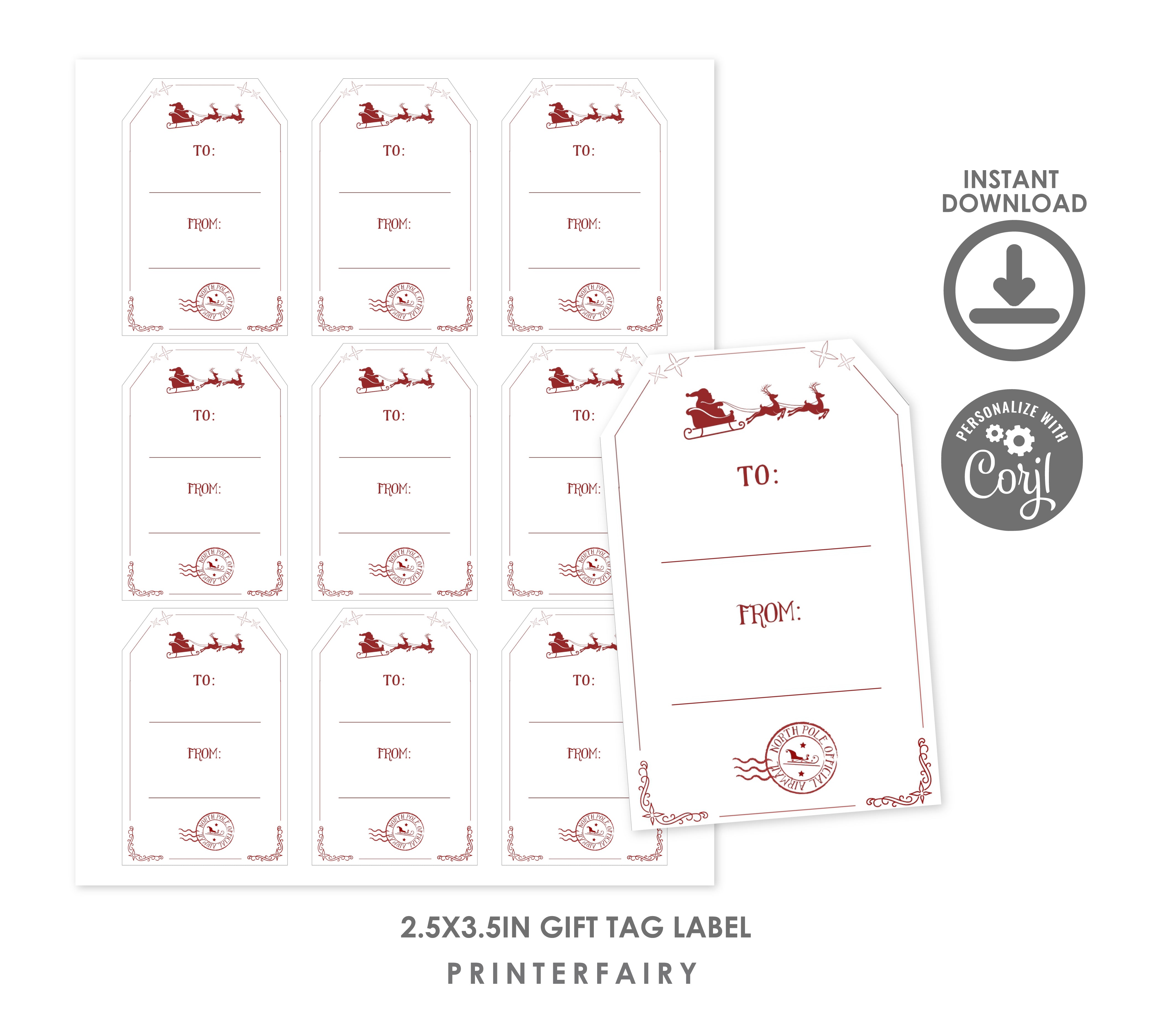 Christmas Gift Label Editable Template