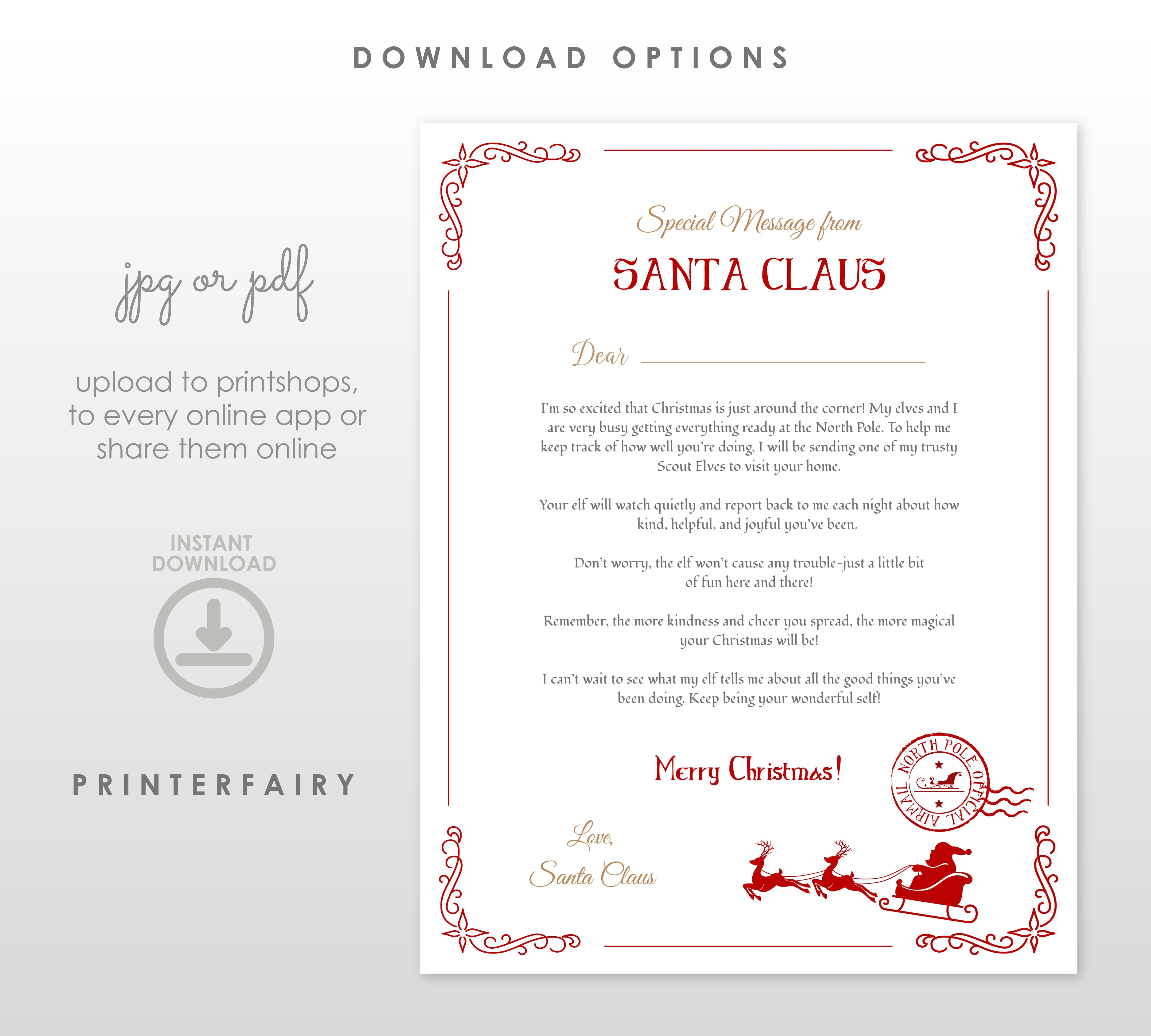 Santa Claus Elf Letter Editable Template