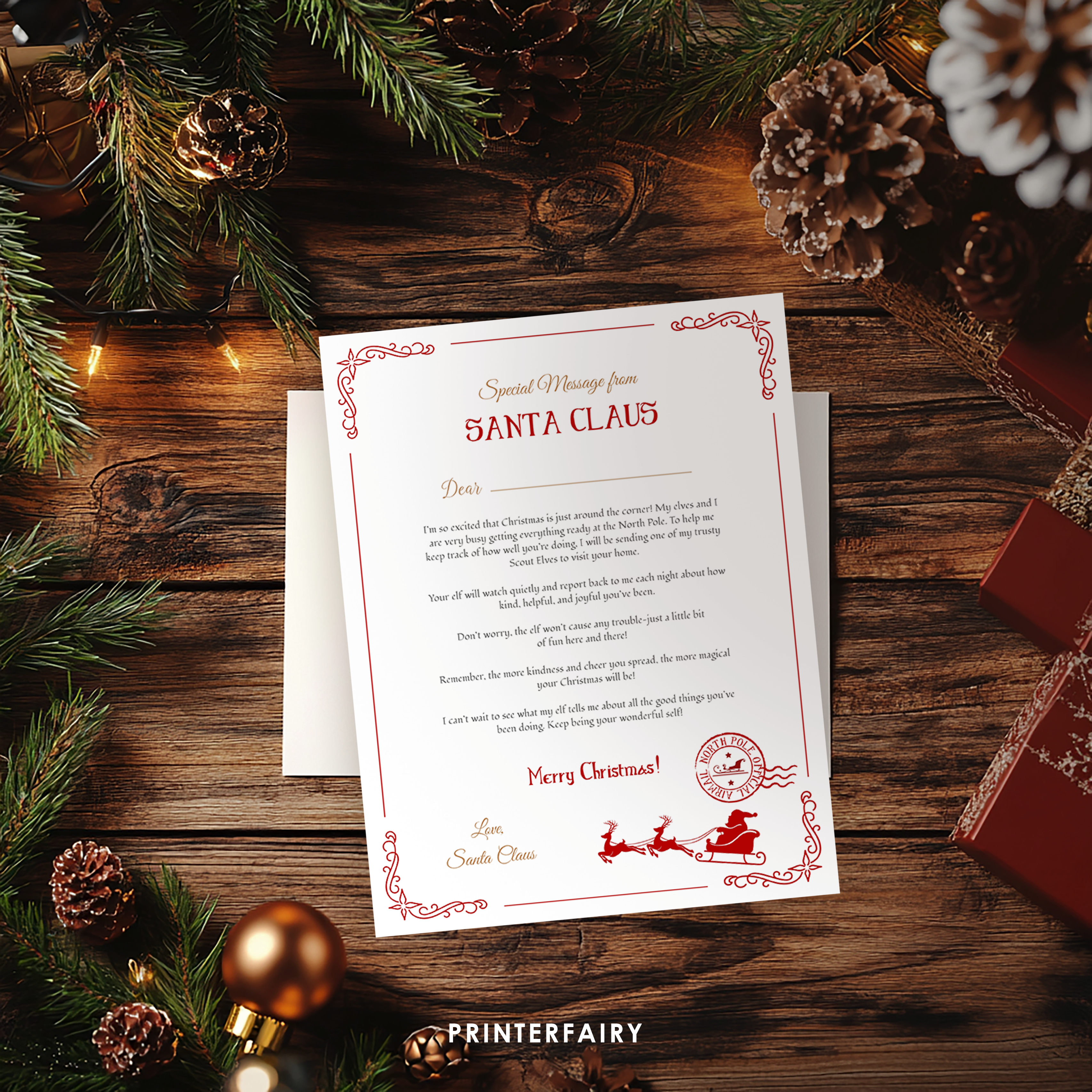 Santa Claus Elf Letter Editable Template