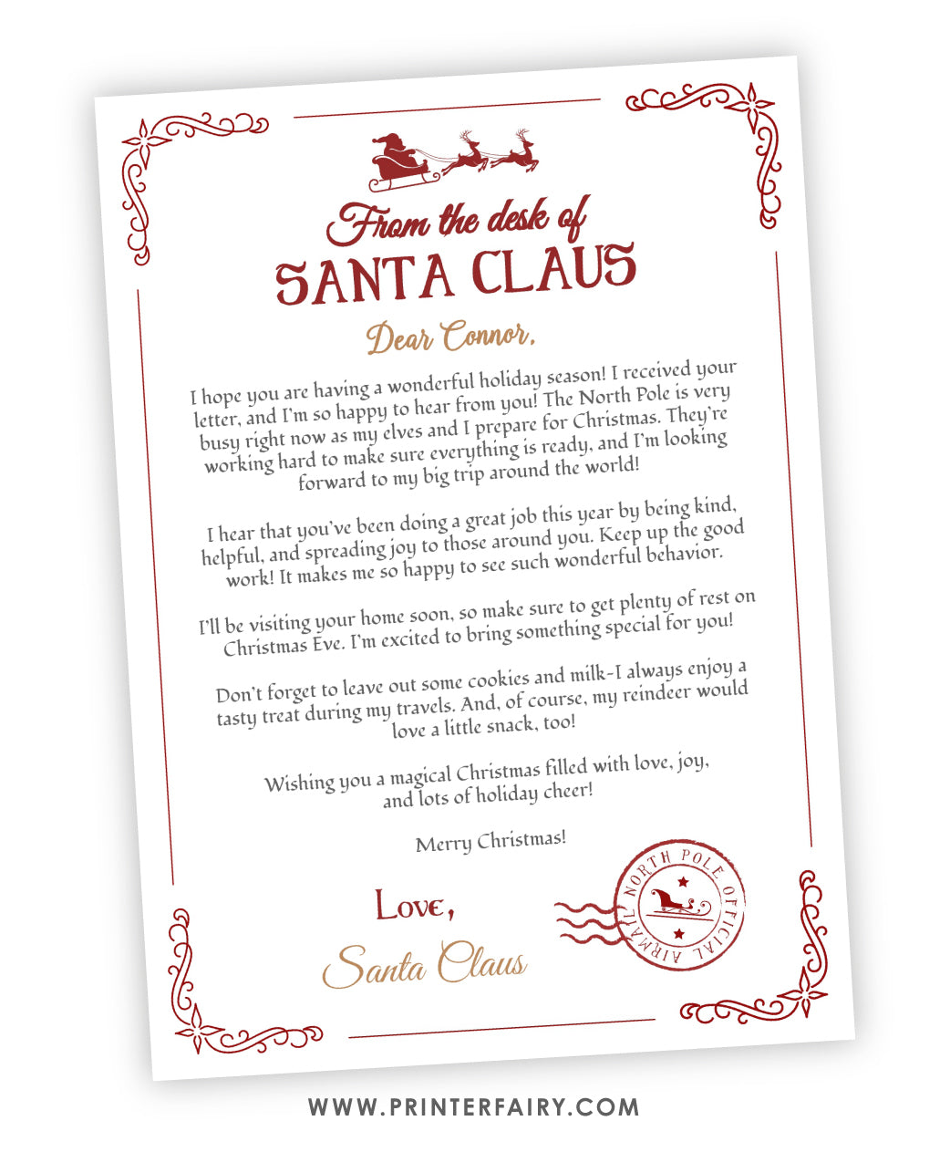 Letter from Santa Editable Template