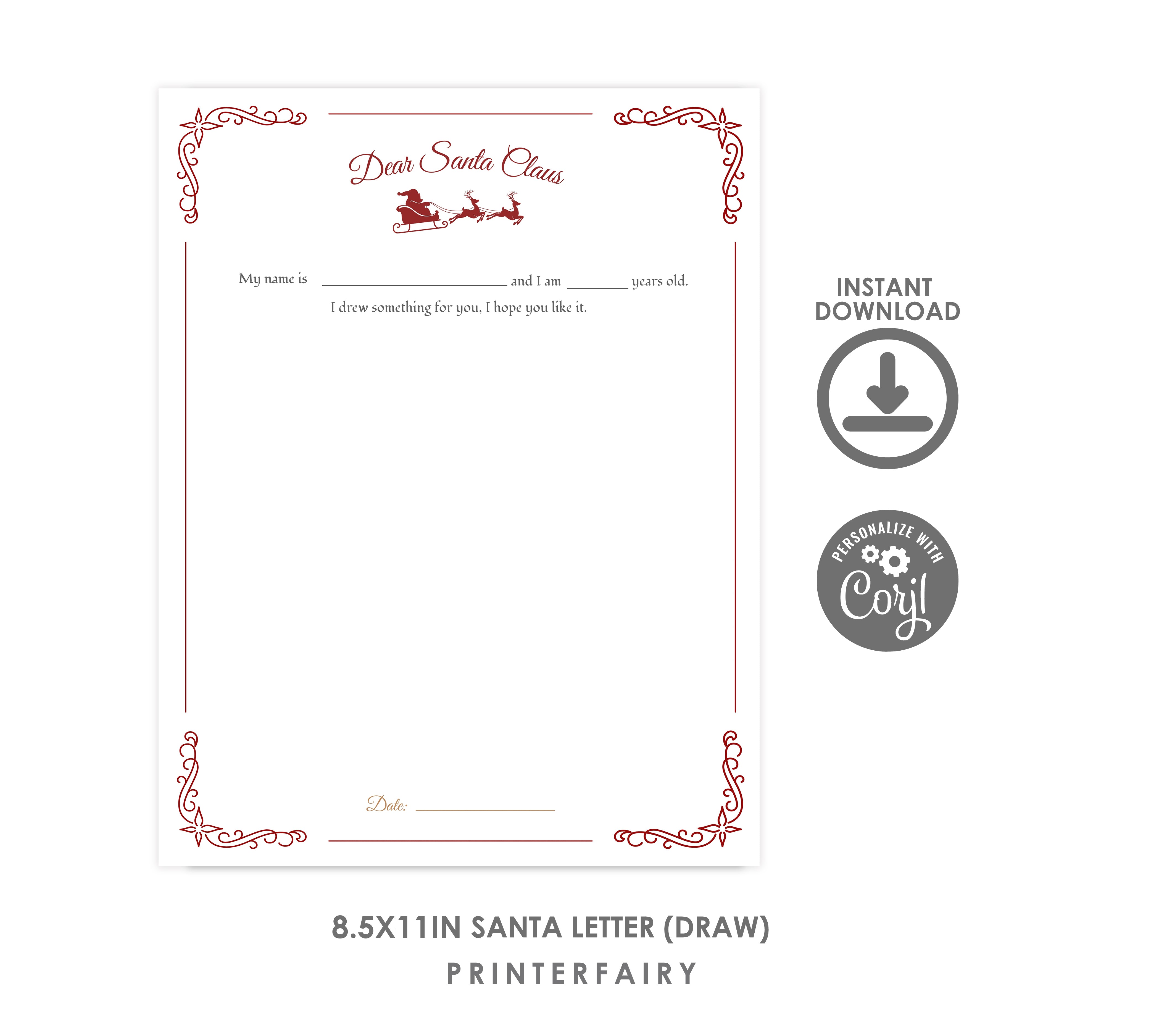 Letter to Santa Editable Template