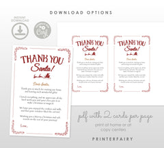 Santa Claus Editable Thank You Cards