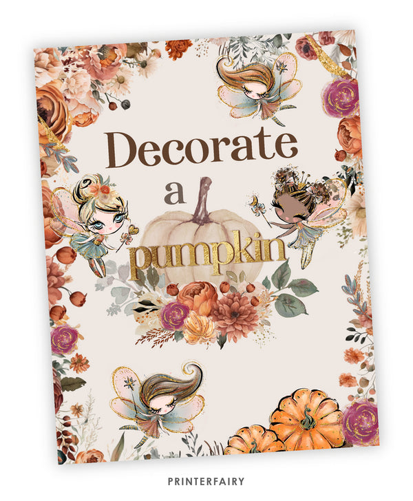 Pumpkin Fairies - "Decorate A Pumpkin" Sign