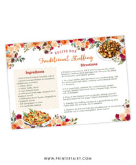 Thanksgiving Stuffing Recipe Card