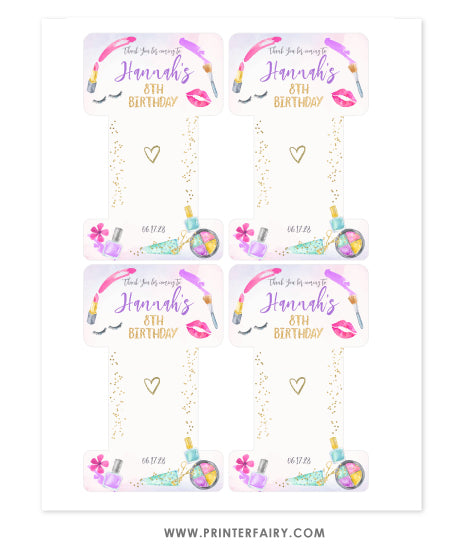 Spa Party Favor Labels