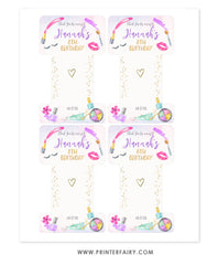 Spa Party Favor Labels