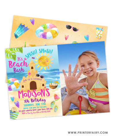 Sand Castle Birthday Party Invitation with Photo