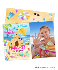 Sand Castle Birthday Party Invitation with Photo