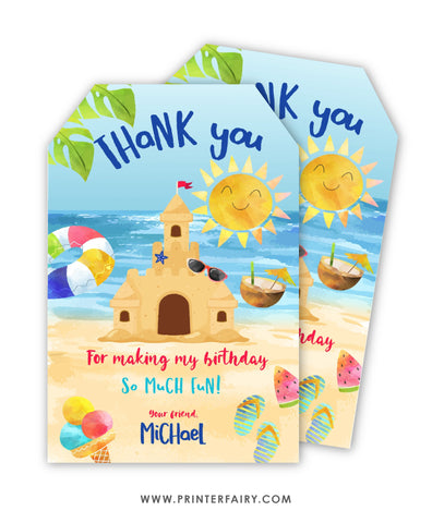 Sand Castle Birthday Party Thank You Tags