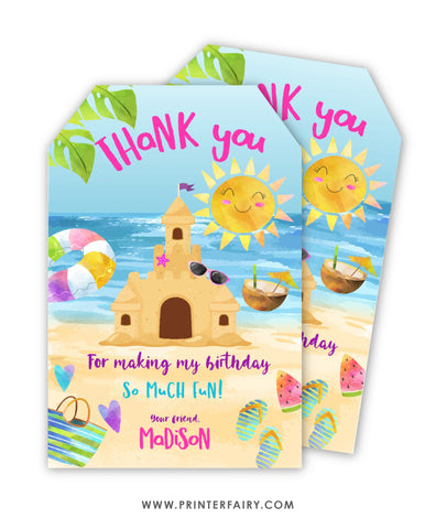 Sand Castle Birthday Party Favor Tags
