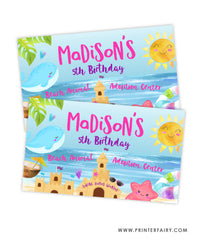 Sand Castle Birthday Party Gable Box Label